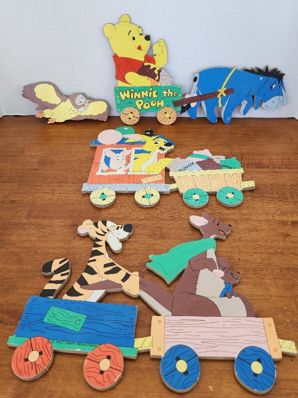 Vintage Disney Winnie Pooh & Friends Train Baby Nursery Wall Art Decor Set T2